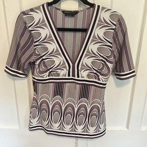 BCBG Max Azria top- art deco print.